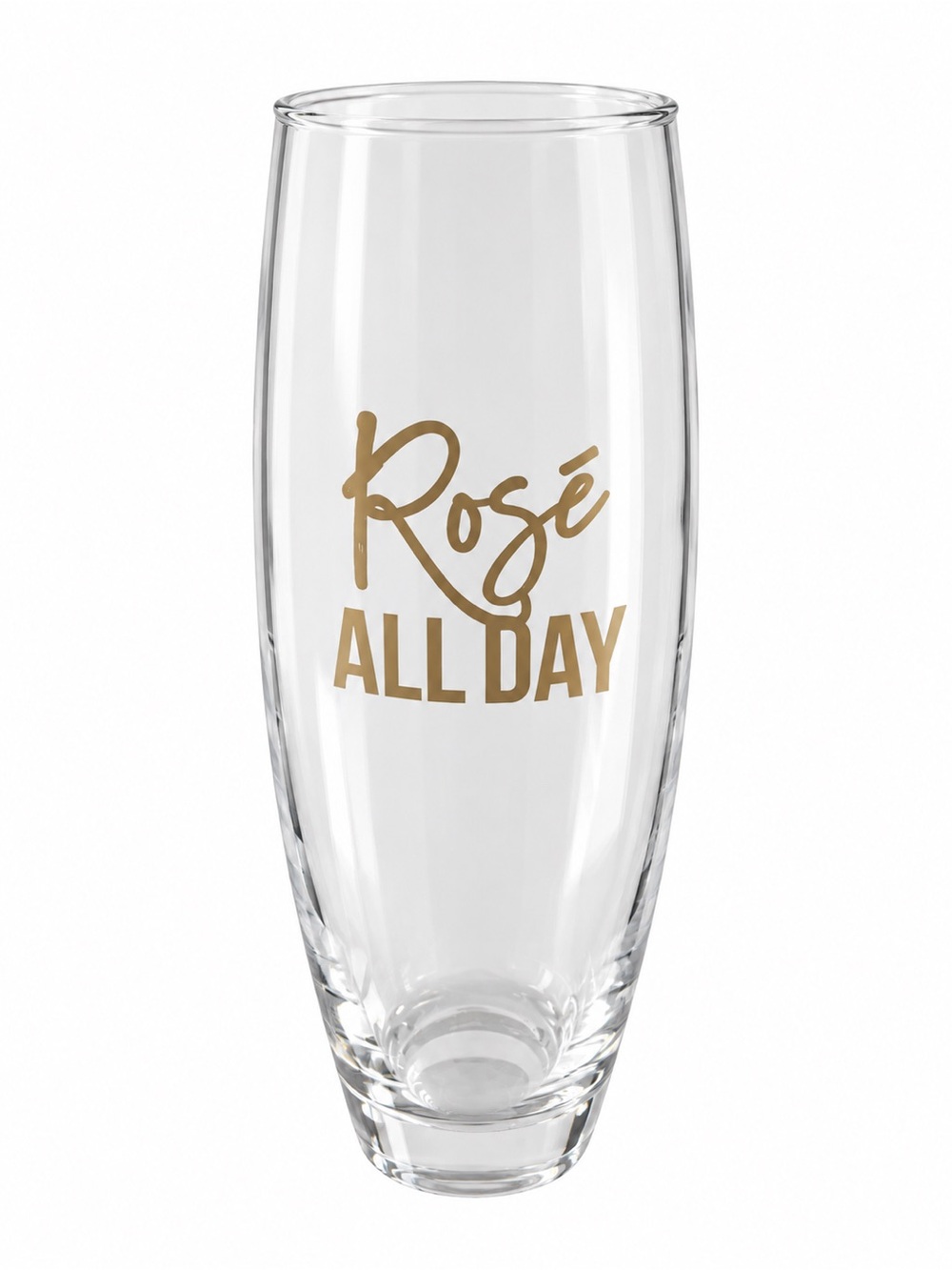 Stemless Champagne Glass with Gold "Rosé All Day" Lettering